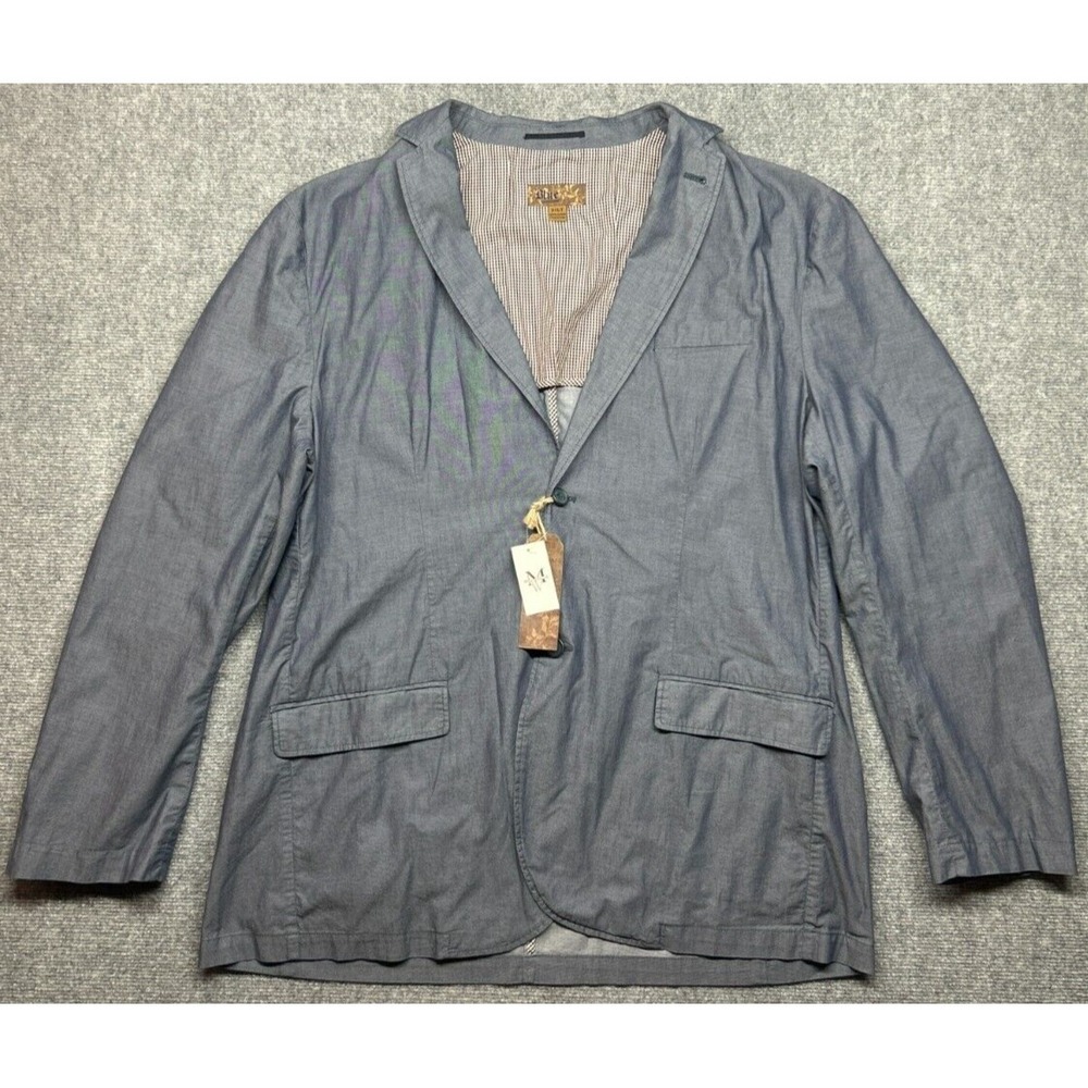 Pronto Uomo Blue Blazer Jacket Mens 3XLT Gray Cotton Long Sleeve Solid Italy New